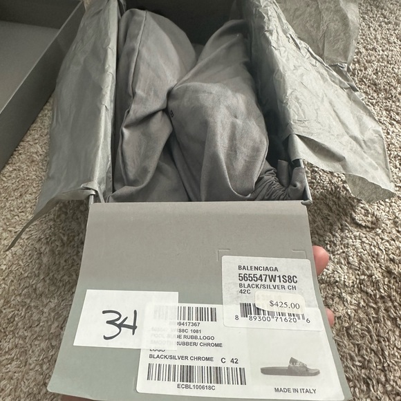 Balenciaga Pool Slide - Chrome Logo - Picture 3 of 9